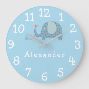 Modern Boy Personlig Polka Dot Elephanes Stor Klocka
