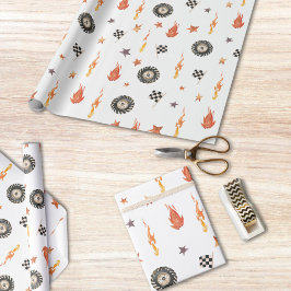 Modern Boys Lastbilar Tävla Checkers Watercolor Presentpapper