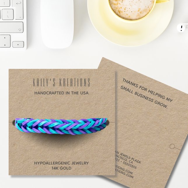 Modern Bracelet Visning rustic Kraft Papper Fyrkantigt Visitkort (Skapare uppladdad)