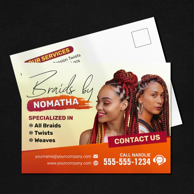 Modern Braiding Salon Flätstylist Frisörstylist Vykort (Skapare uppladdad)