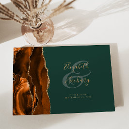 Modern Bränd Orange Agat Guld Script Grön Gästböcker