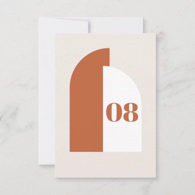 Modern bränd Orange Bröllop-Bordsnummer-kort (Framsida)