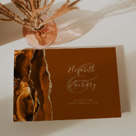 Modern bränd Orange Guld Agate Brown Gästböcker