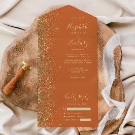 Modern Bränd Orange Guld Glitter Bröllop