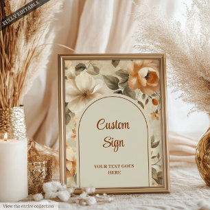 Modern Bränd Orange Salvia Blommig Anpassad Bröllo Poster