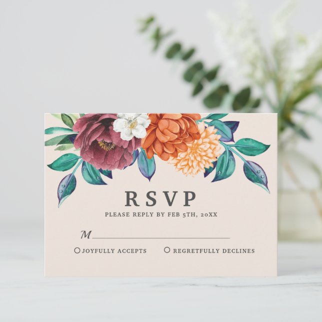 Modern bränd orange terracotta Fall Wedding OSA Kort (Stående Fram)
