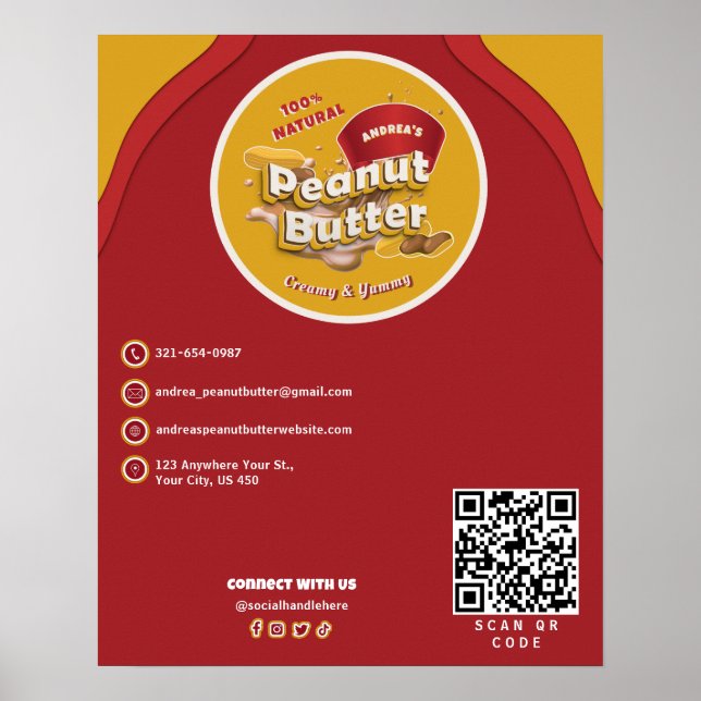Modern Brand Peanut Butter Anpassningsbar Logotyp  Poster (Framsidan)