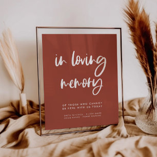 Modern bränd tegelsten 'In loving memory' bröllops Poster