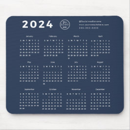 Modern Branded Navy Blue 2024 Calendar Promo Logot Musmatta