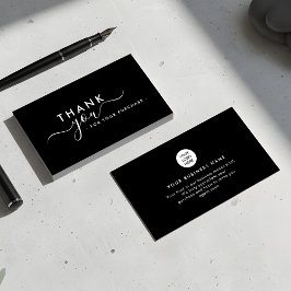 Modern Branded Sleek Black Thank You Business Card Visitkort