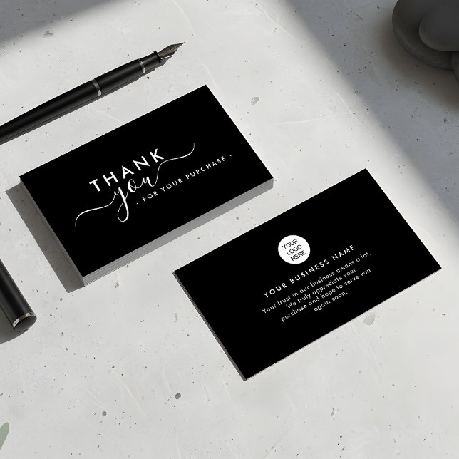 Modern Branded Sleek Black Thank You Business Card Visitkort (Skapare uppladdad)