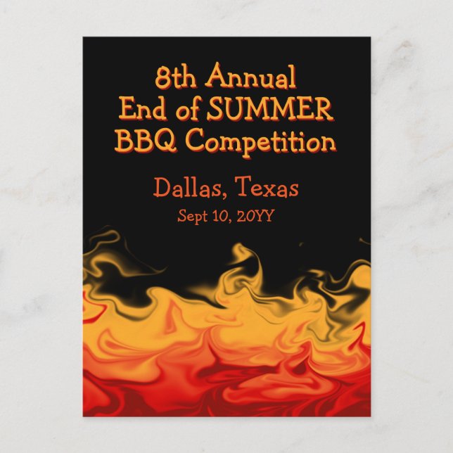 Modern brandflamma, BBQ-kook av konkurrens Vykort (Framsida)