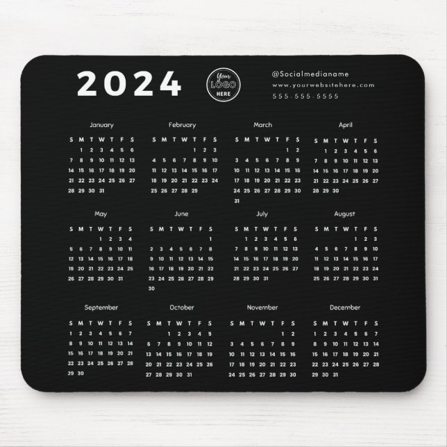 Modern Branding Black 2024 Calendar Promo Logotyp Musmatta (Framsidan)