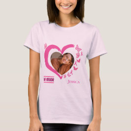 Modern Breast Cancer Awareness Warrior Photo Namn T Shirt