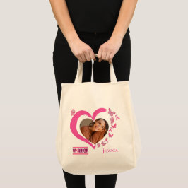 Modern Breast Cancer Awareness Warrior Photo Namn Tygkasse