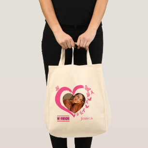 Modern Breast Cancer Awareness Warrior Photo Namn Tygkasse