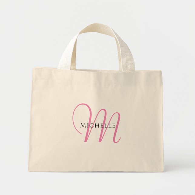 Modern Brev-monogrammall för det första-monogramme Mini Tygkasse (Framsidan)