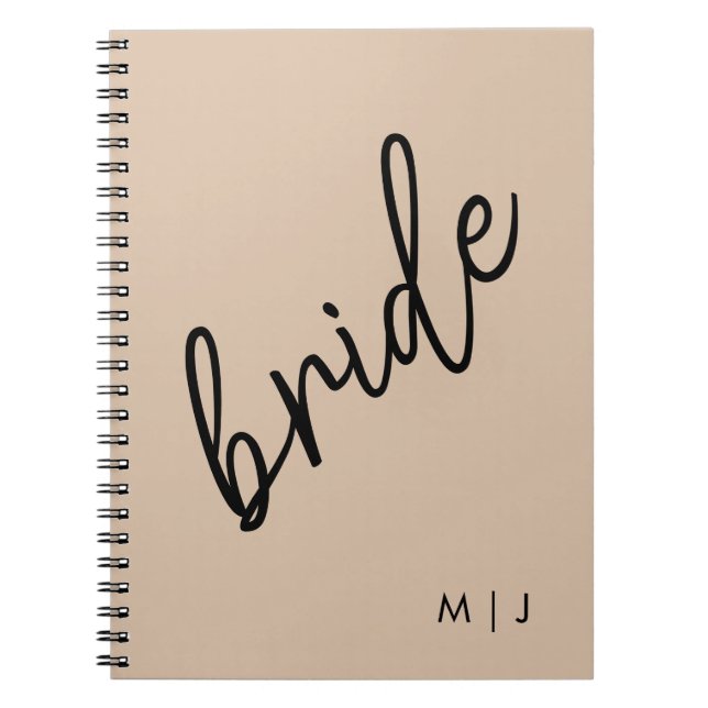 Modern Bride | Beige + Black Script Anteckningsbok (Framsidan)