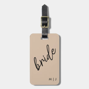 Modern Bride   Beige + Black Script Bagagebricka