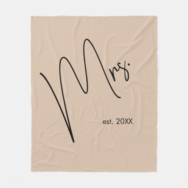 Modern Bride | Beige + Black Script Fleecefilt (Framsidan)