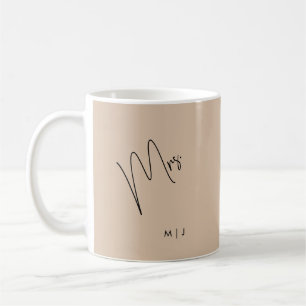 Modern Bride Beige + Black Script Kaffemugg