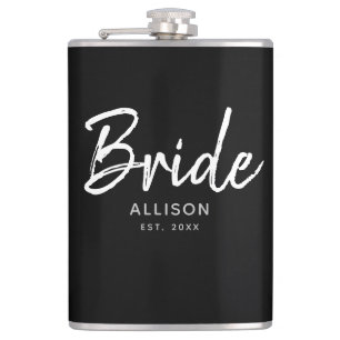 Modern Bride Black White Script Personlig Namn Fickplunta
