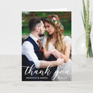 Modern bride Groom Bröllop Photo Tack Fold Kort