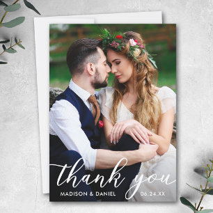 Modern Bride Groom Bröllop Photo TACK Kort