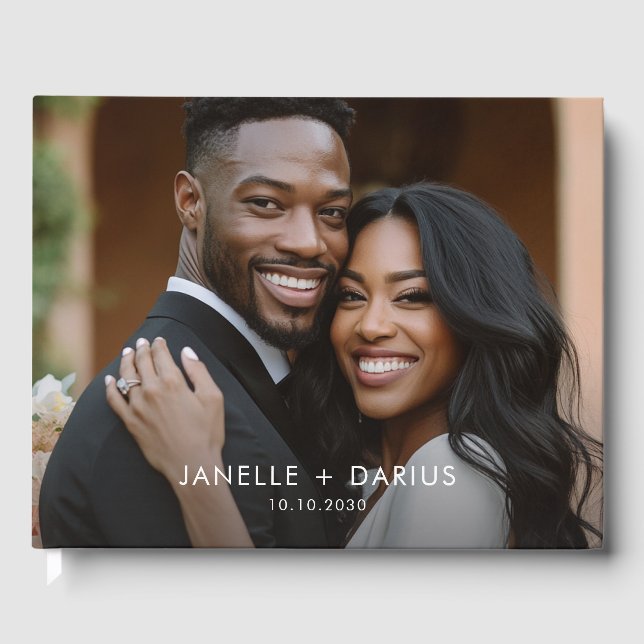 Modern Bride Groom Wedding Guest Book Gästböcker (Framsida)