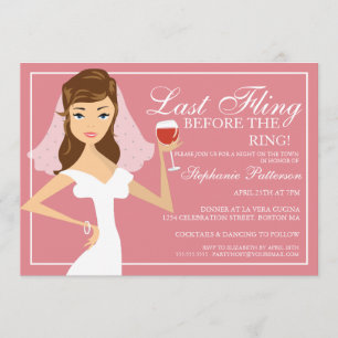 Modern Bride Last Fling Bachelorette Party Inbjudningar