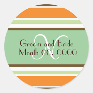 Modern Bride Monogram Wedding Sticker Runt Klistermärke