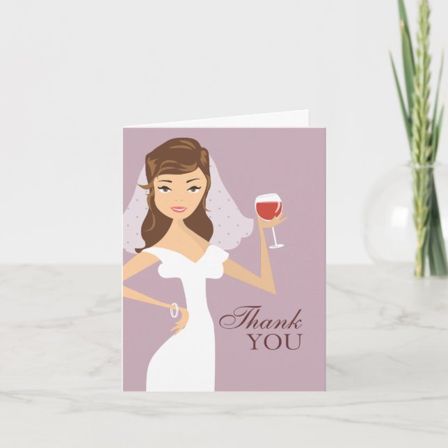 Modern Bride Wine Theme Thank You Card Tack Kort (Framsida)