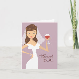 Modern Bride Wine Theme Thank You Card Tack Kort
