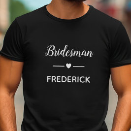 Modern Bridesman med Namn i Vita Bröllop T Shirt