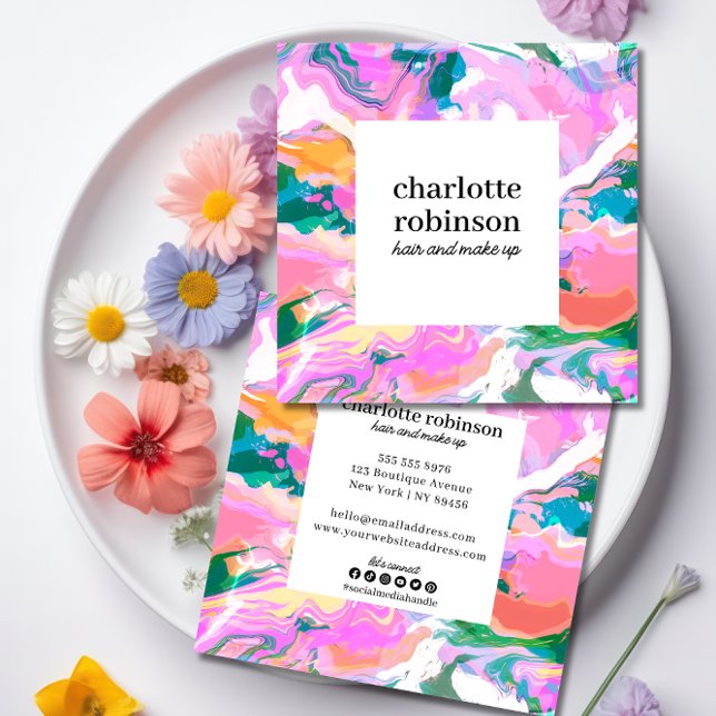 Modern Bright-Abstrakt målad Marble Mönster Fyrkantigt Visitkort (Skapare uppladdad)