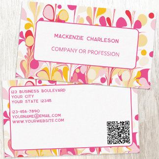 Modern Bright Abstrakt Marble Mönster QR-kod Visitkort