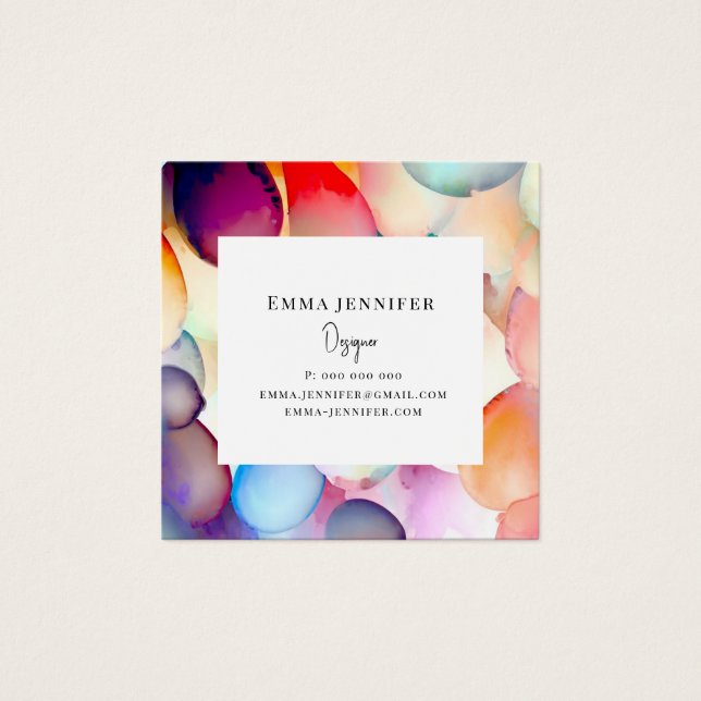 Modern Bright Abstrakt Rosa Pawarded Mönster Fyrkantigt Visitkort (Framsida)