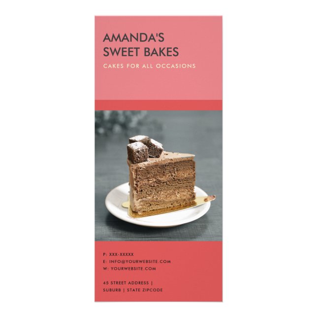 MODERN BRIGHT BOLD RED ROSA BAKERY PRIS SERVICE REKLAMKORT (Baksidan)