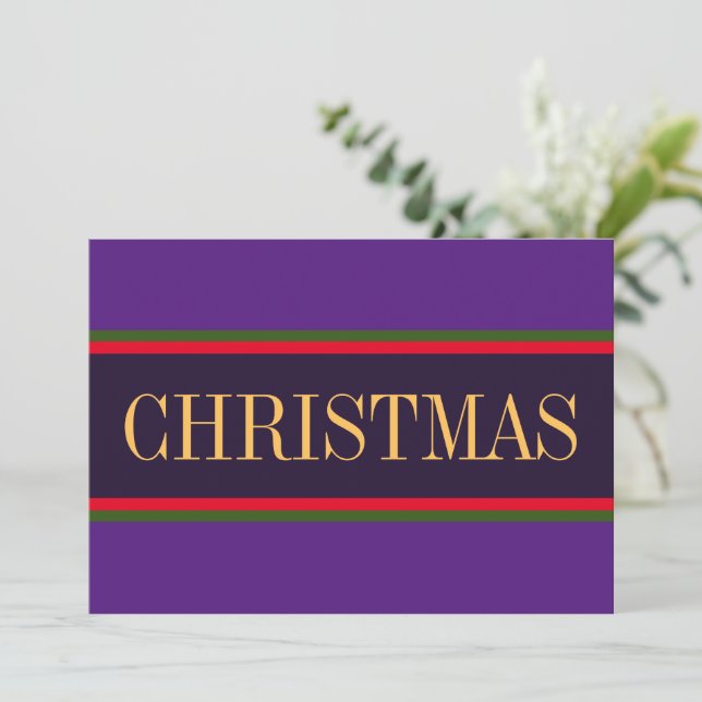 Modern Bright CHRISTMAS"-menyfliksområdet. Lila Re Julkort (Stående Fram)