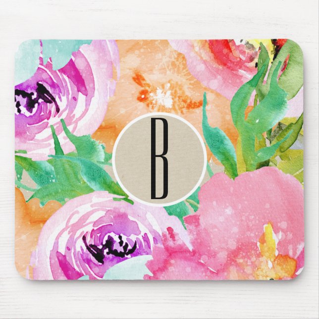 Modern Bright Colorful Blommigt Watercolor Kraft Musmatta (Framsidan)