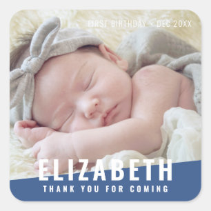 Modern Bright Färg Photo Tack för födelsedagsfoto Fyrkantigt Klistermärke