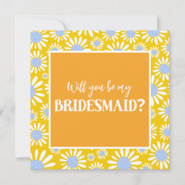 Modern Bright Gult Daisy Bridesmaid Frieri Inbjudningar