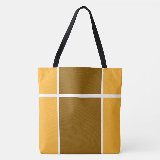 Modern Bright Gult Orange Brown Tävla Rand Tygkasse (Framsida)