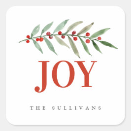 Modern Bright Helgdag jul - JY Winter Berry Fyrkantigt Klistermärke