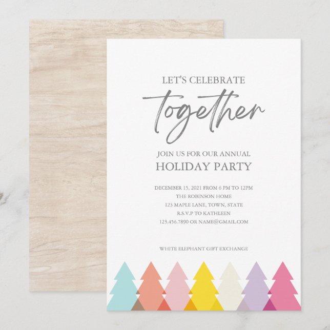 Modern Bright Julgranar Party-inbjudan Inbjudningar (Fram/baksida)