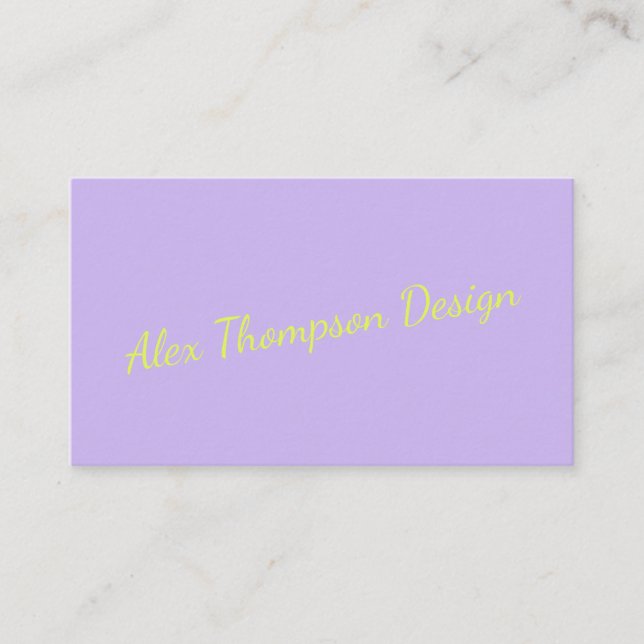 Modern Bright Lavender Chartreuse-skript  Visitkort (Framsida)