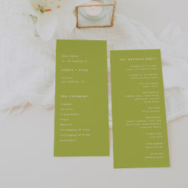 Modern Bright Lime Green Wedding Ceremony Program