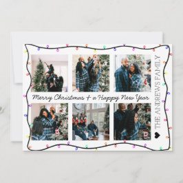 Modern Bright Neon Glow Ljus Photo jul Julkort