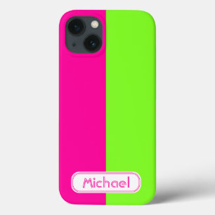 Modern Bright Neon Rosa Grönt Monogram