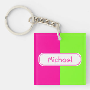 Modern Bright Neon Rosa Grönt Monogram